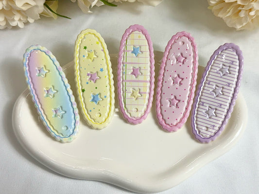 Toddler Kids Girls Pastel Star Beaded Snap Hair Clips  5 Piece Set