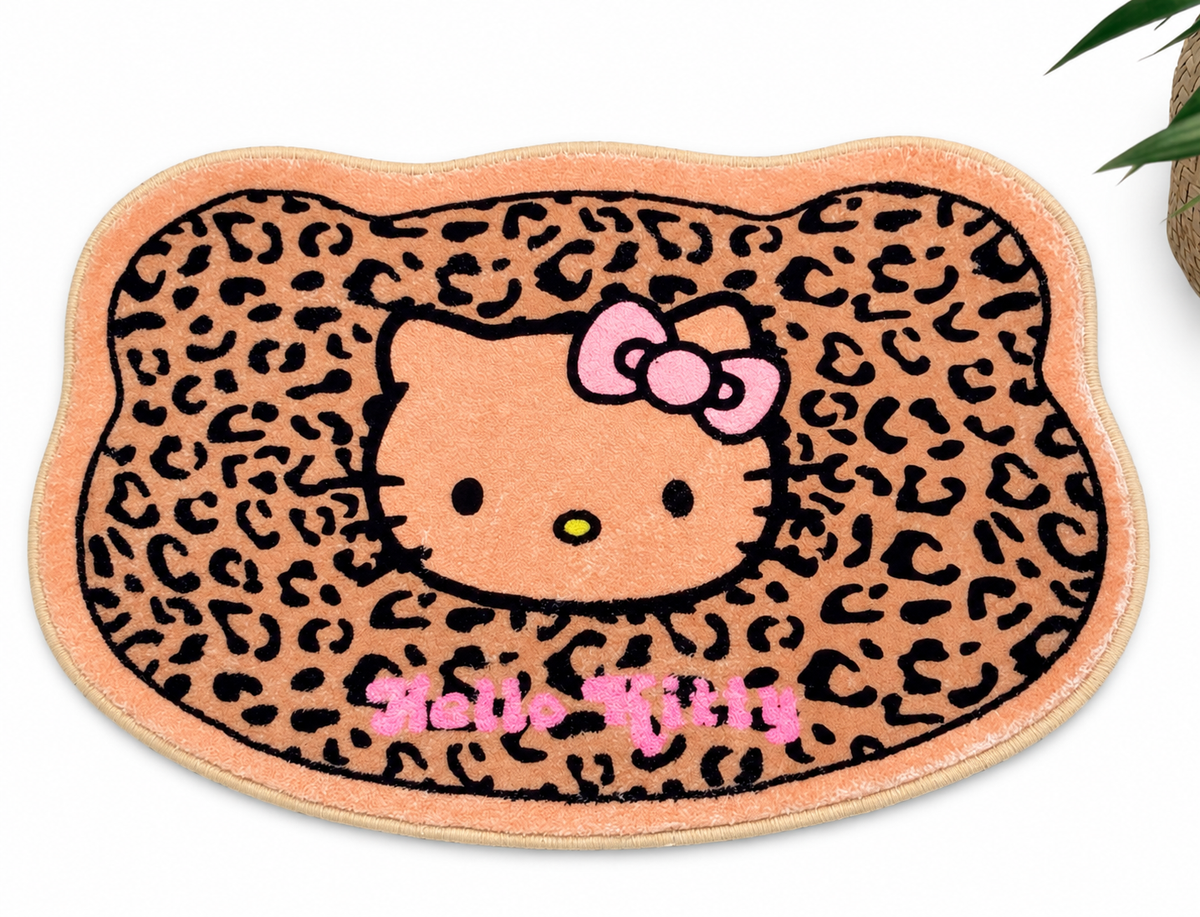 Tan Hello Kitty Leopard Soft Accent Rug🤎