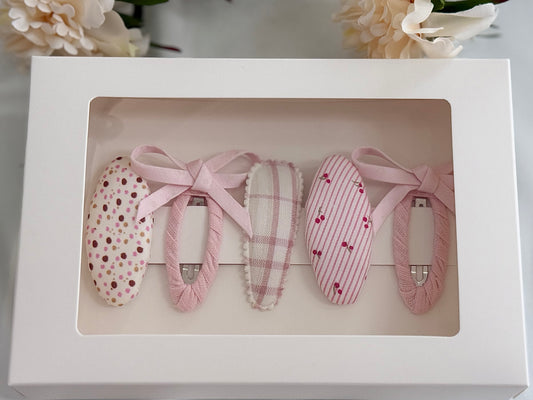 Sweet Girls Fabric Hair Clips 💗5-Piece Toddler Gift Set