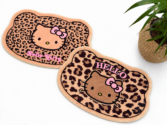 Tan Hello Kitty Leopard Soft Accent Rug🤎