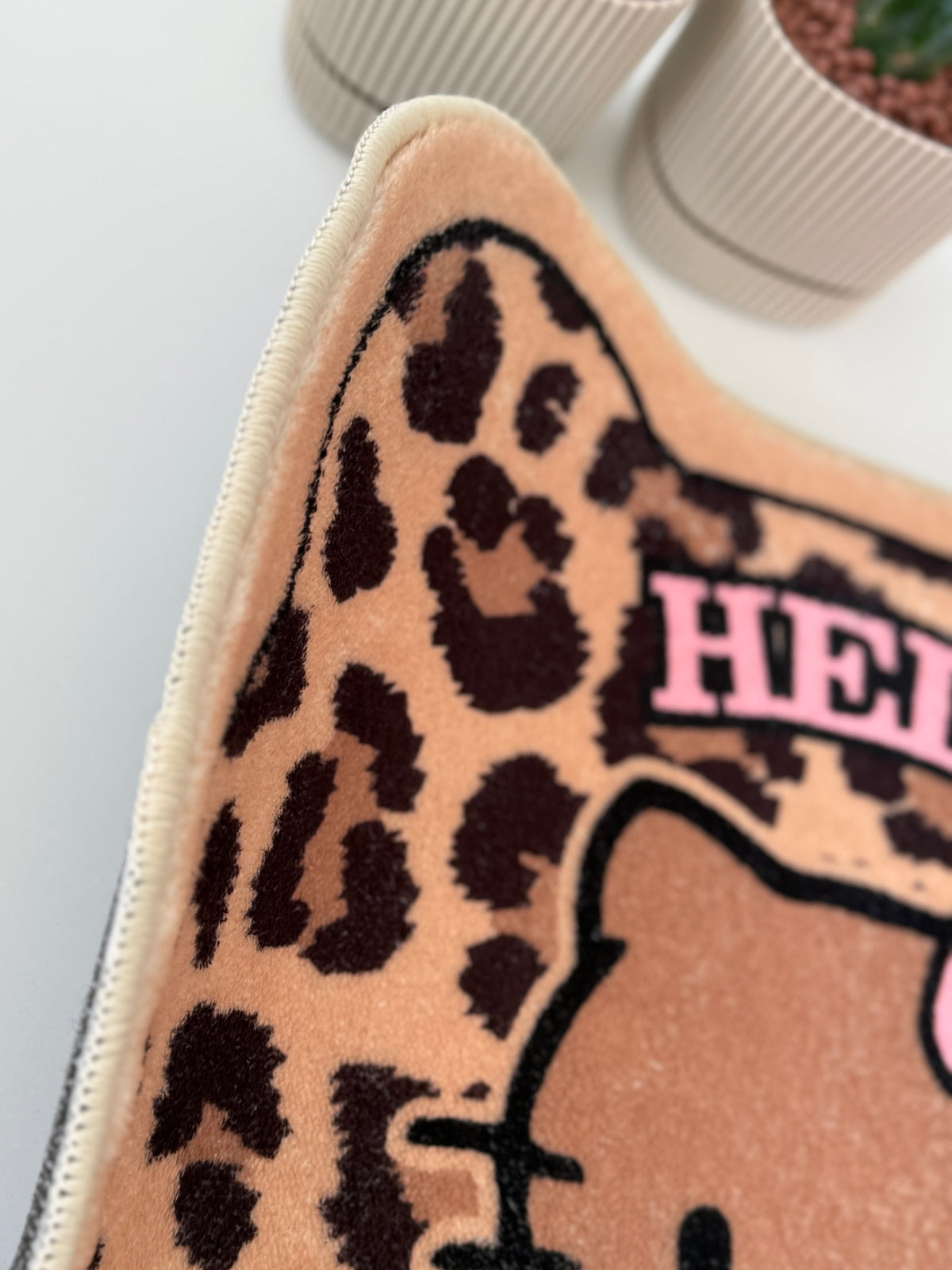 Tan Hello Kitty Leopard Soft Accent Rug🤎